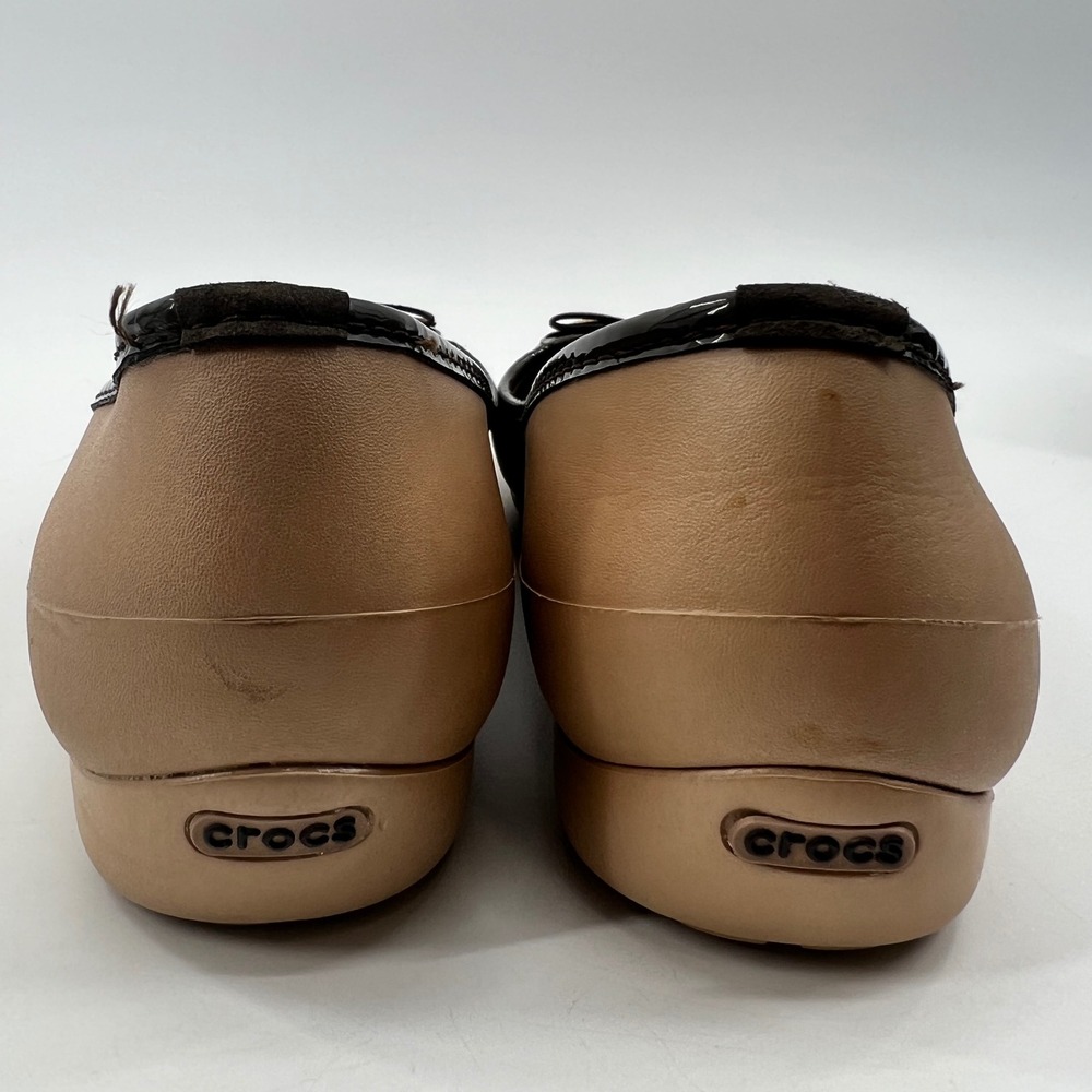 Crocs Olivia Ballet Flat Women 8 Tan Brown Bow Croslite Comfortable Slip On - Picture 7 of 10